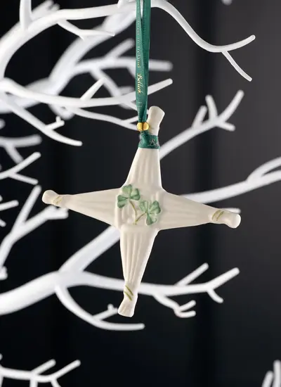 Belleek Hand Painted St Brigid Cross Ornament Made in Ireland